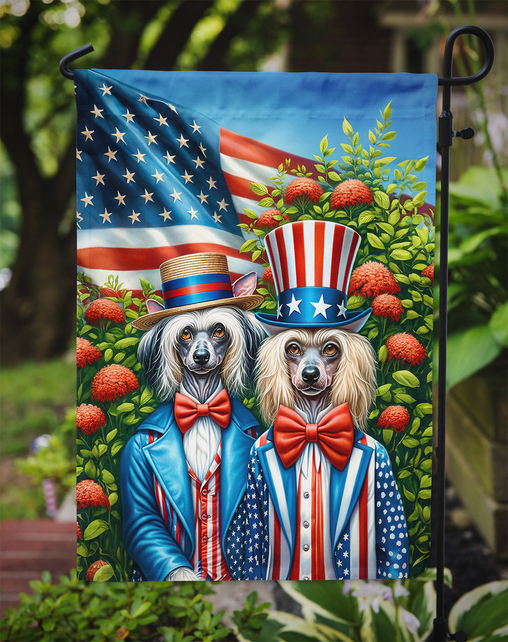 All American Chinese Crested Garden Flag
