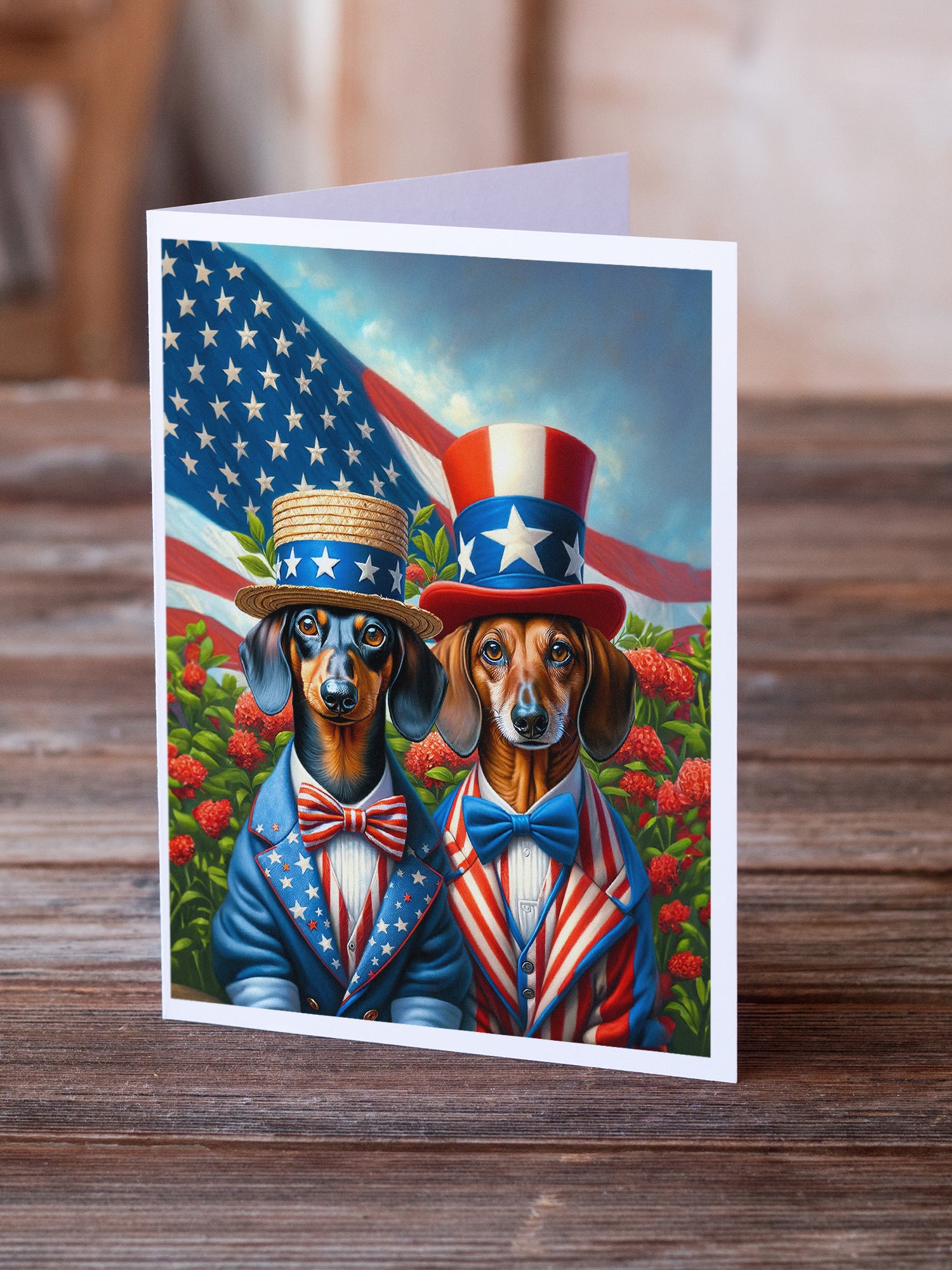 All American Dachshund Greeting Cards Pack of 8