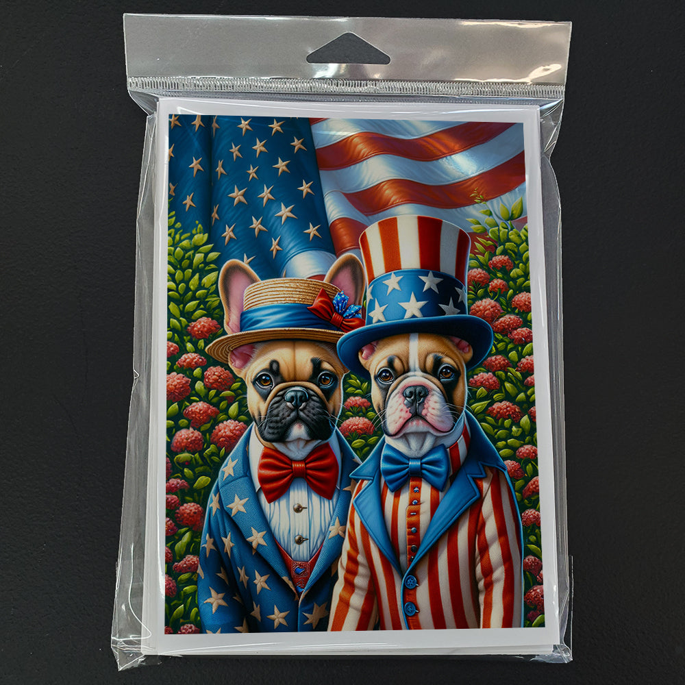 All American French Bulldog Greeting Cards Pack of 8