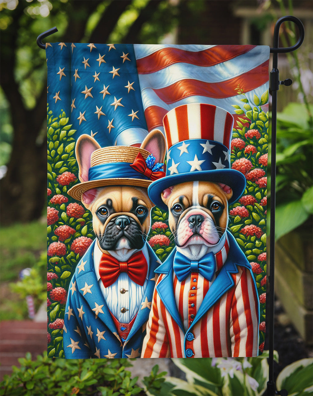 All American French Bulldog Garden Flag