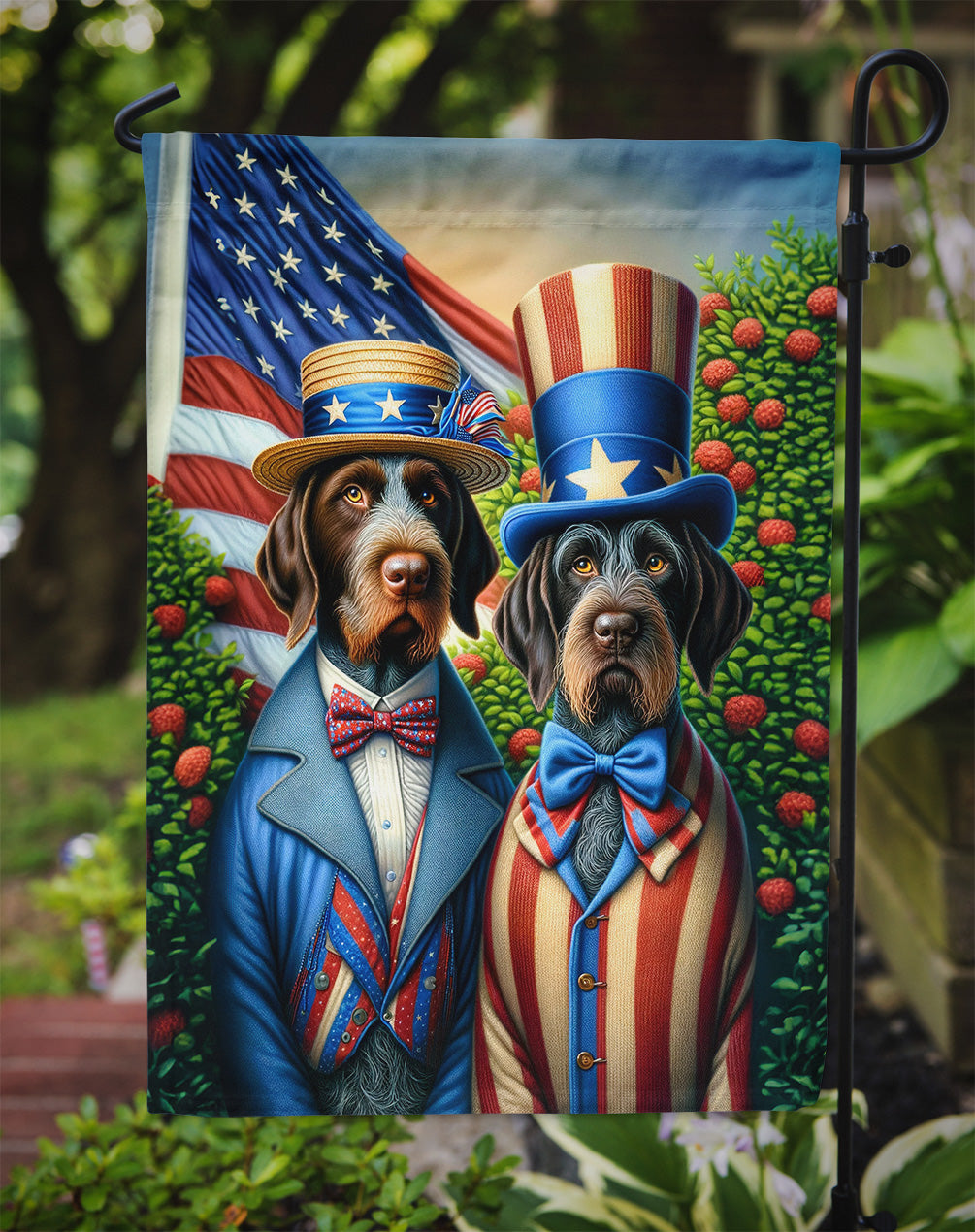 All American German Wirehaired Pointer Garden Flag