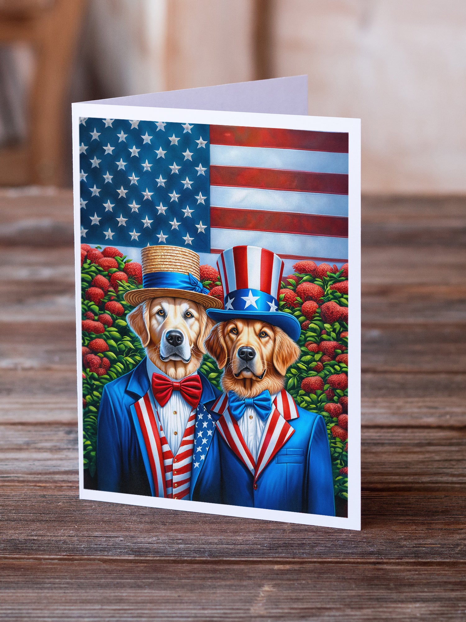 Buy this All American Golden Retriever Greeting Cards Pack of 8