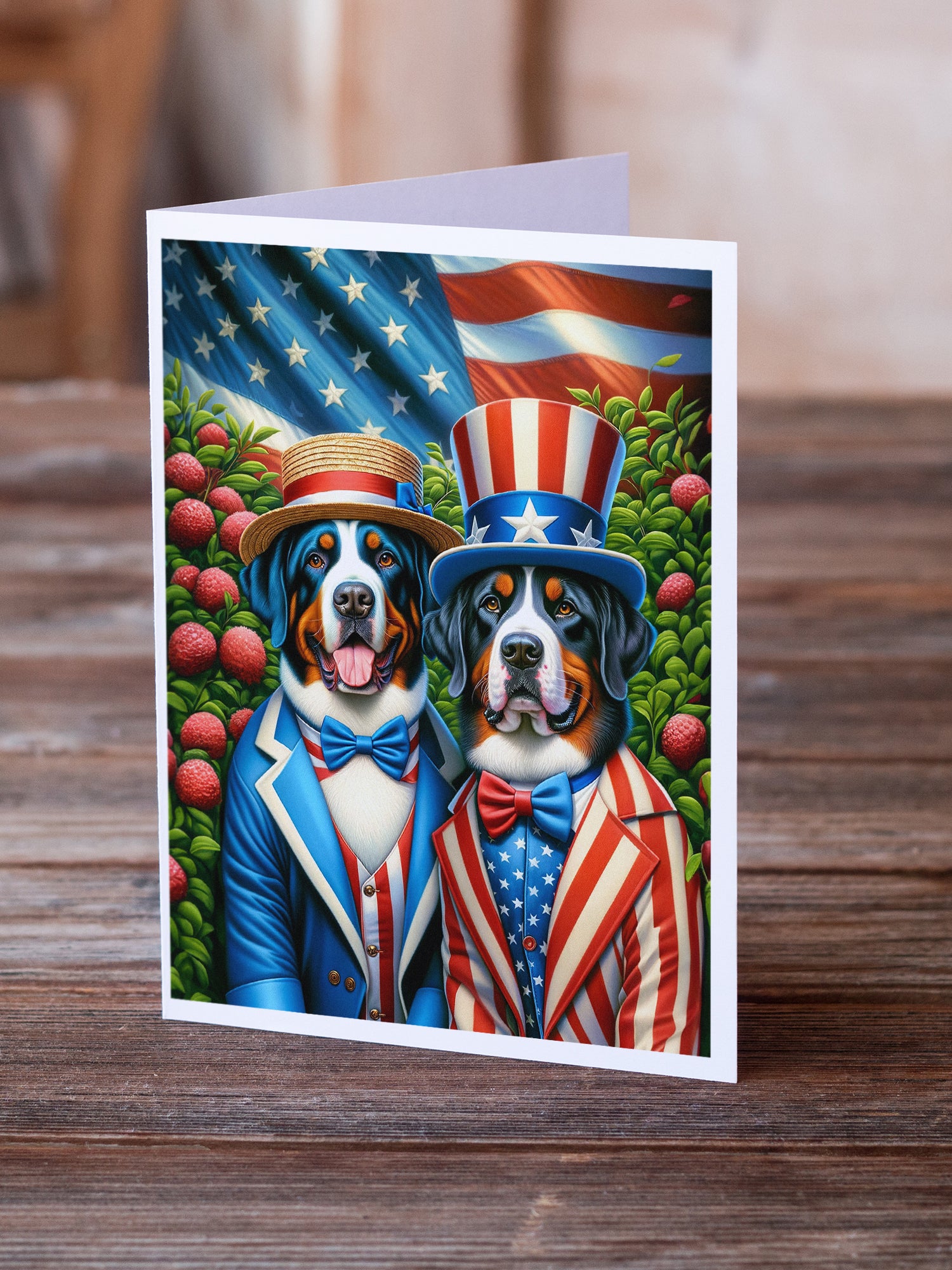 All American Greater Swiss Mountain Dog Greeting Cards Pack of 8