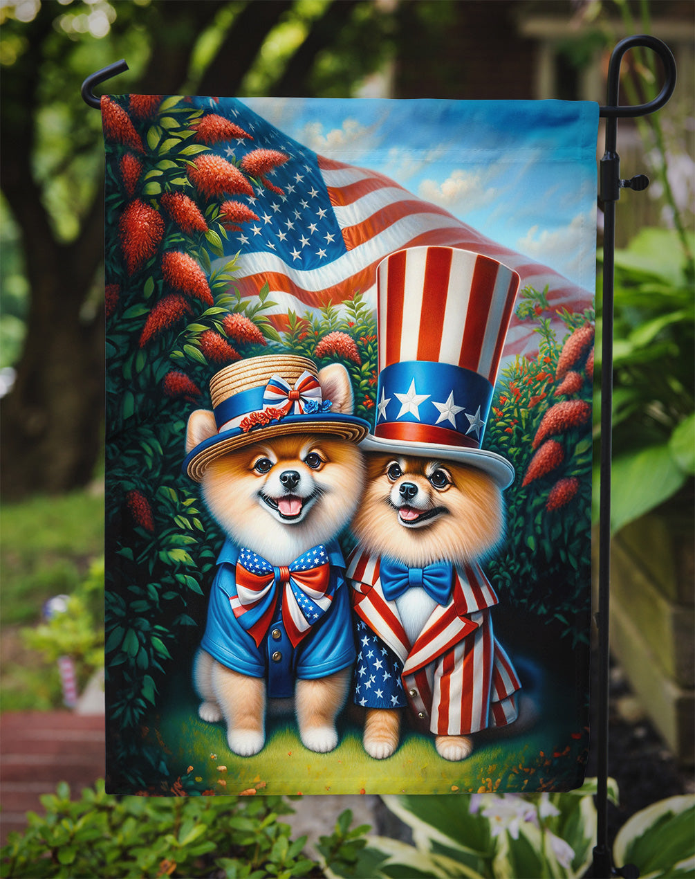 All American Pomeranian Garden Flag