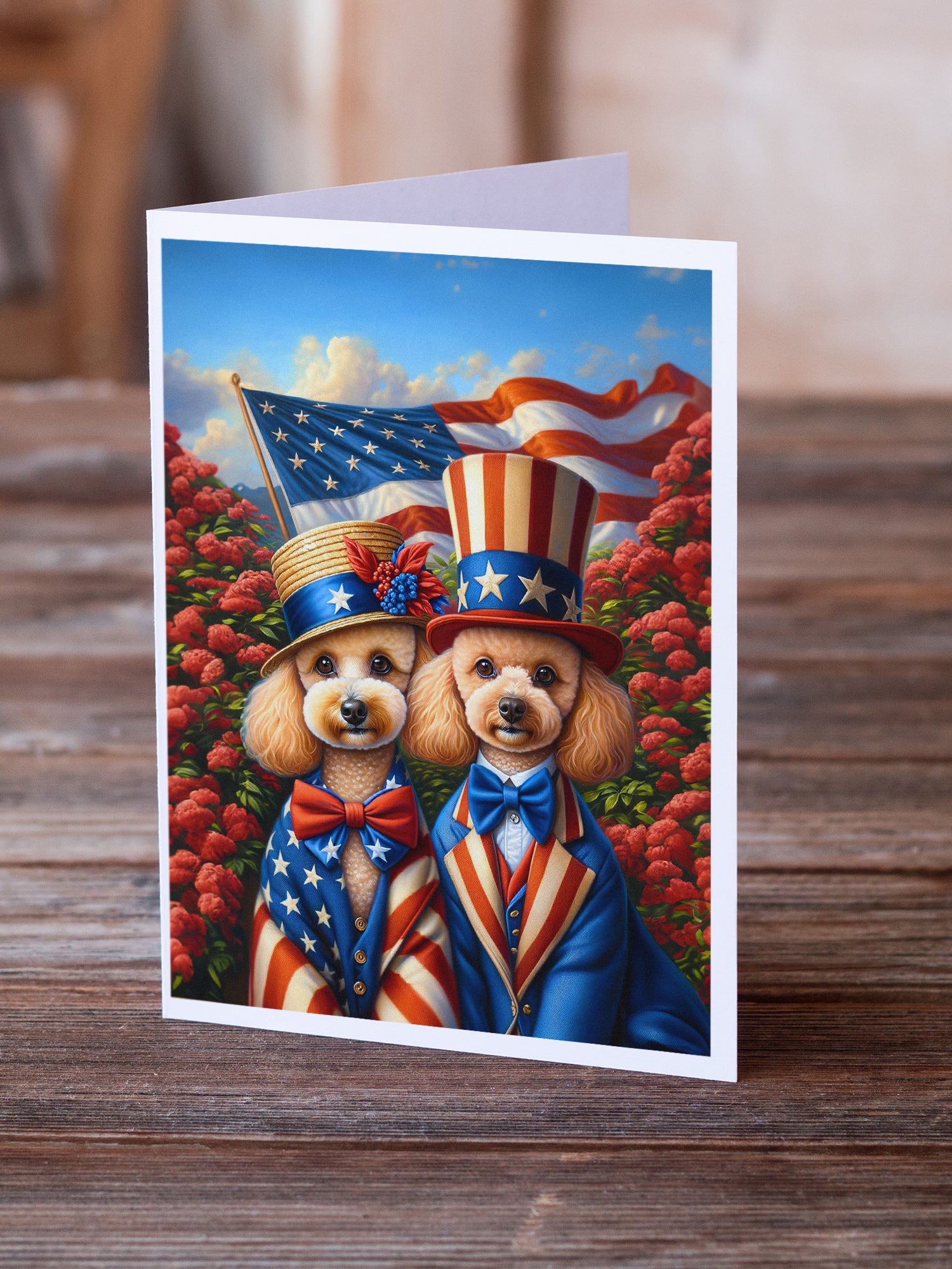 All American Poodle Greeting Cards Pack of 8