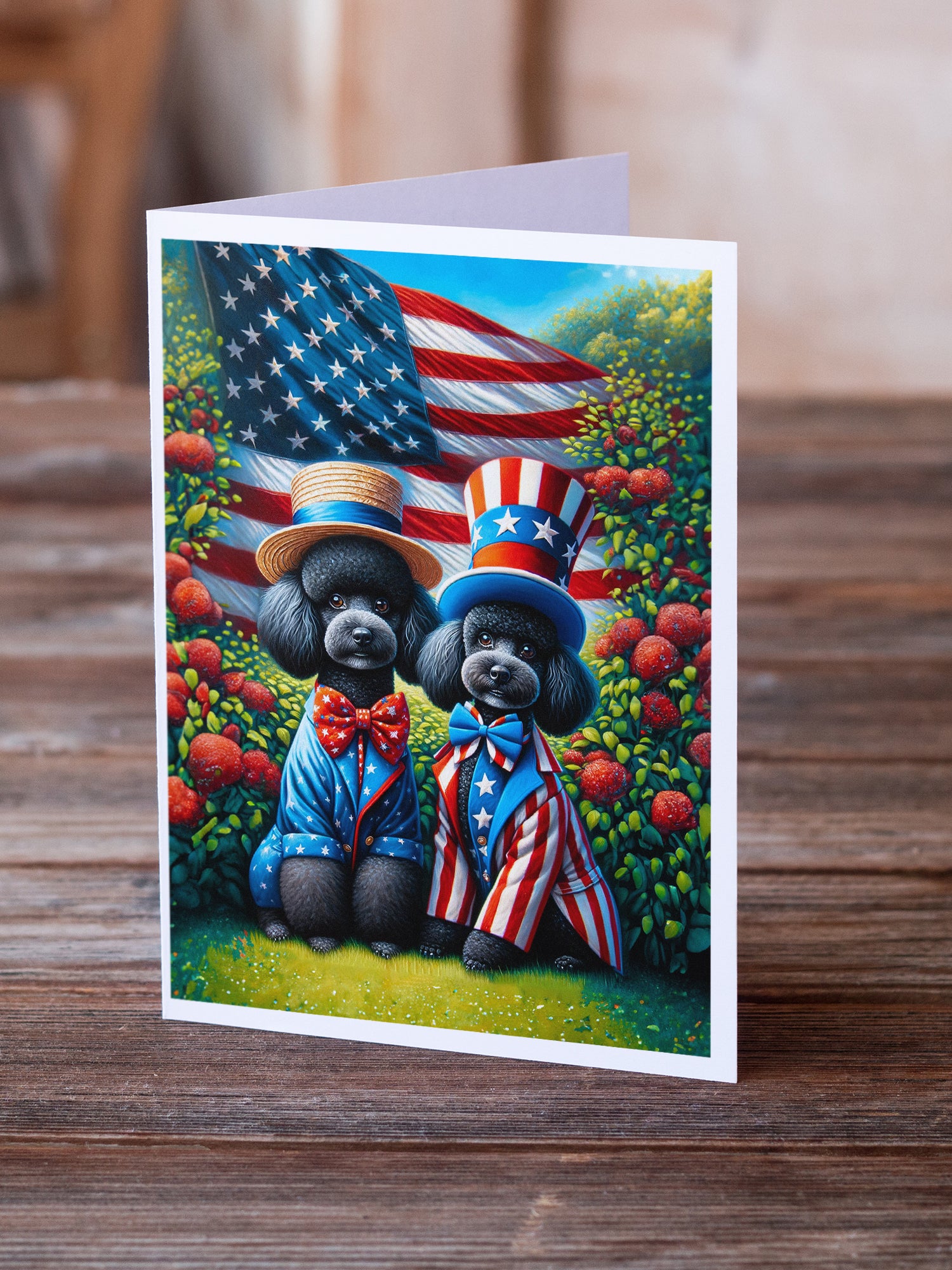 All American Poodle Greeting Cards Pack of 8