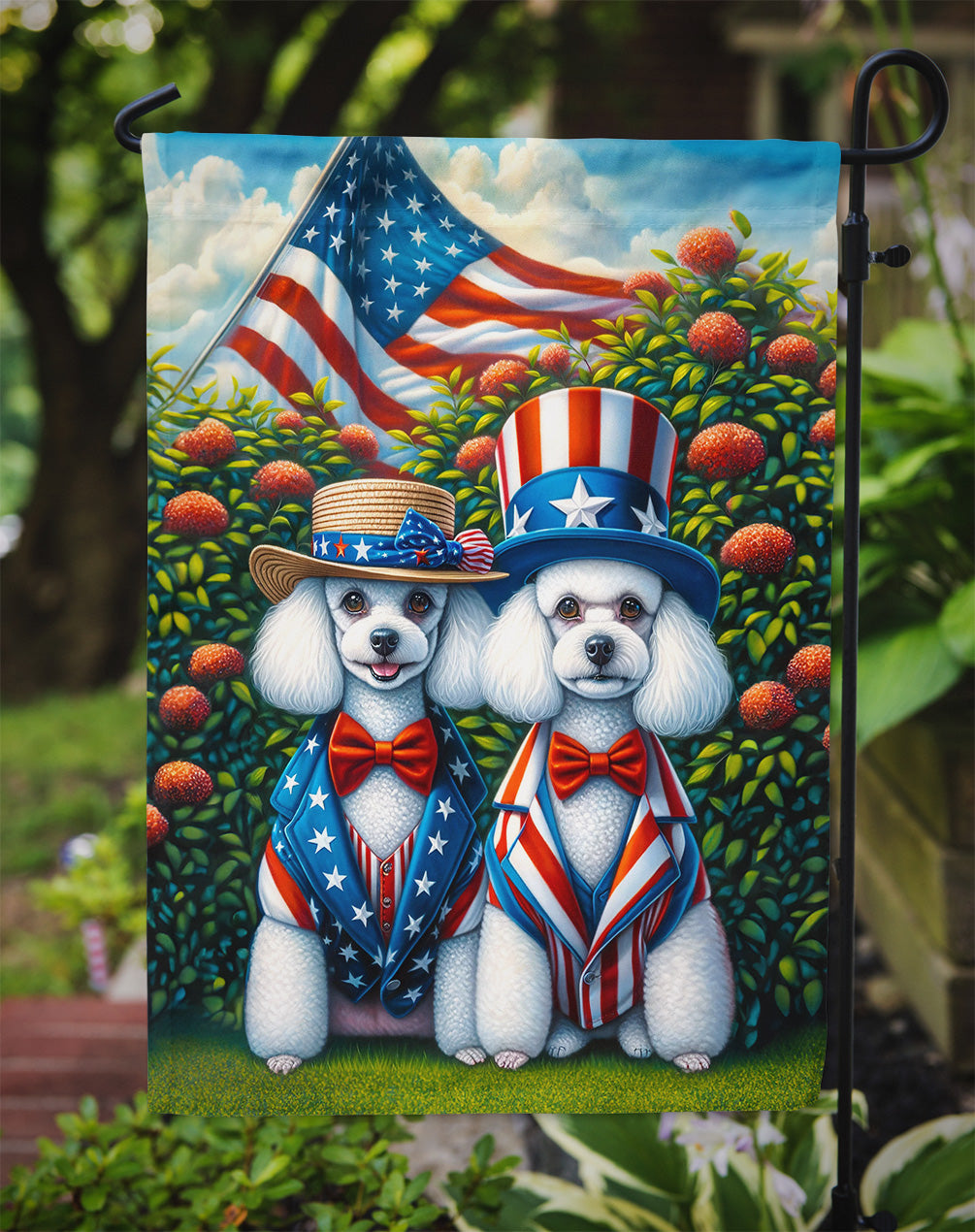 All American Poodle Garden Flag