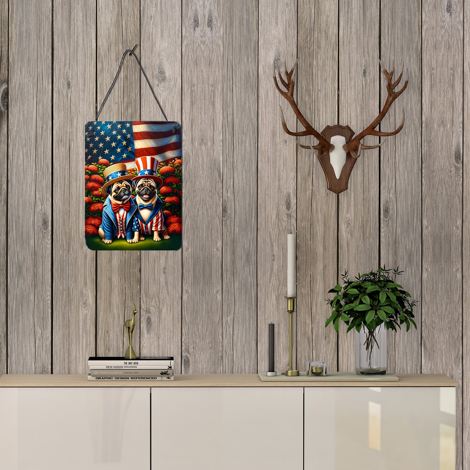 All American Pug Wall or Door Hanging Prints