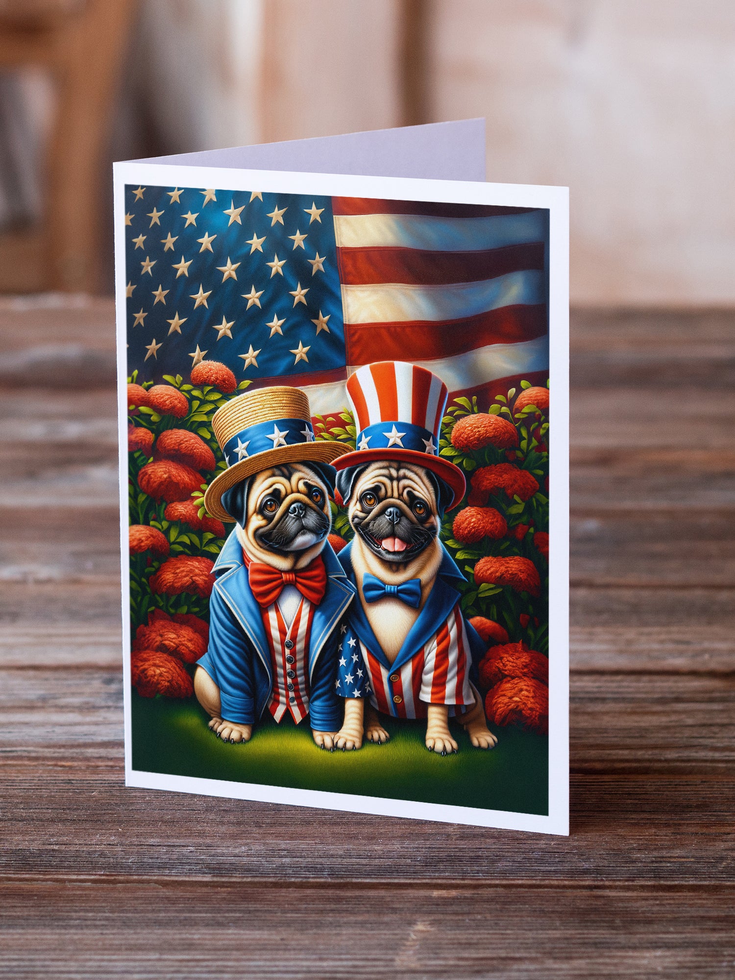 All American Pug Greeting Cards Pack of 8