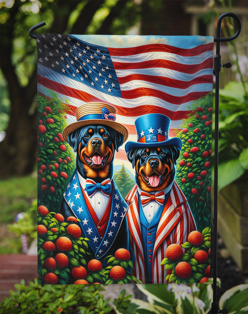 All American Rottweiler Garden Flag