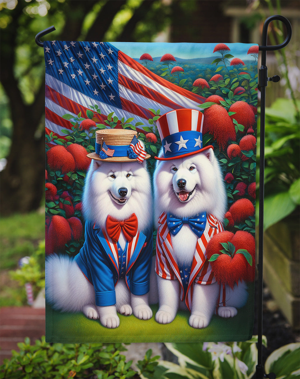All American Samoyed Garden Flag