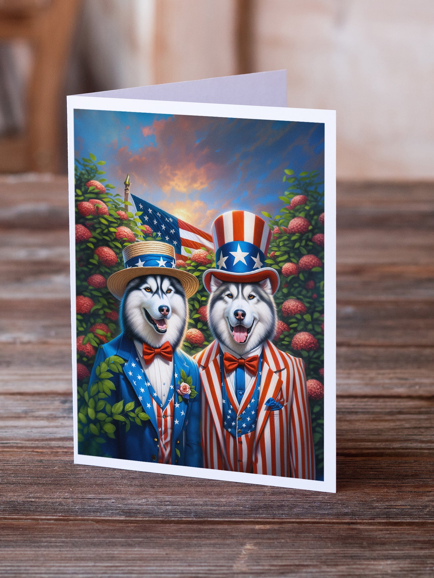 All American Siberian Husky Greeting Cards Pack of 8