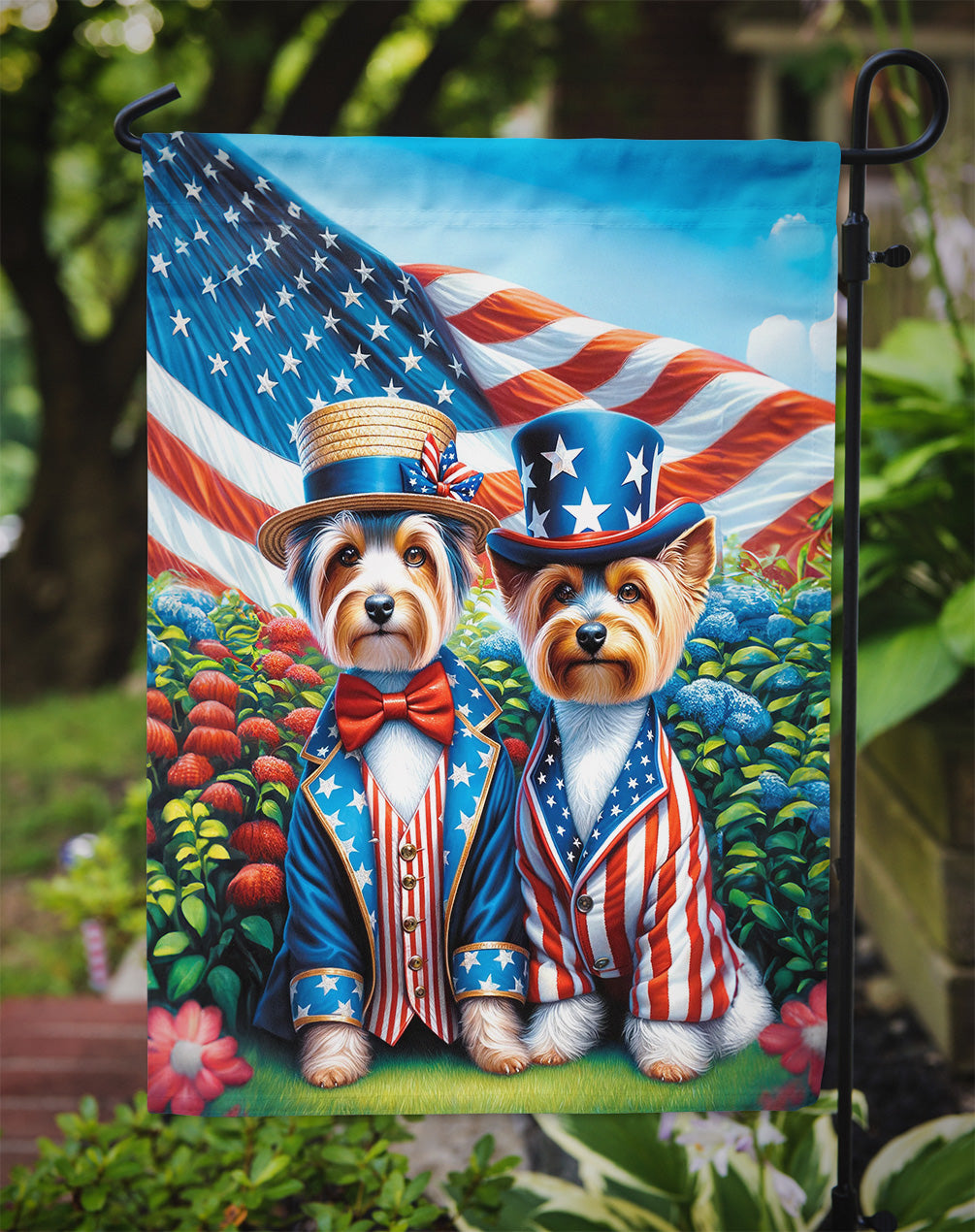 All American Silky Terrier Garden Flag
