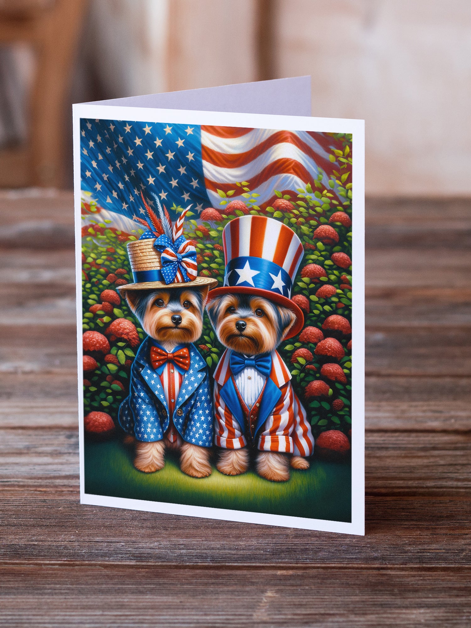 All American Yorkshire Terrier Greeting Cards Pack of 8