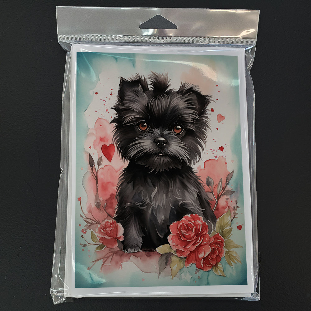 Affenpinscher Valentine Roses Greeting Cards Pack of 8
