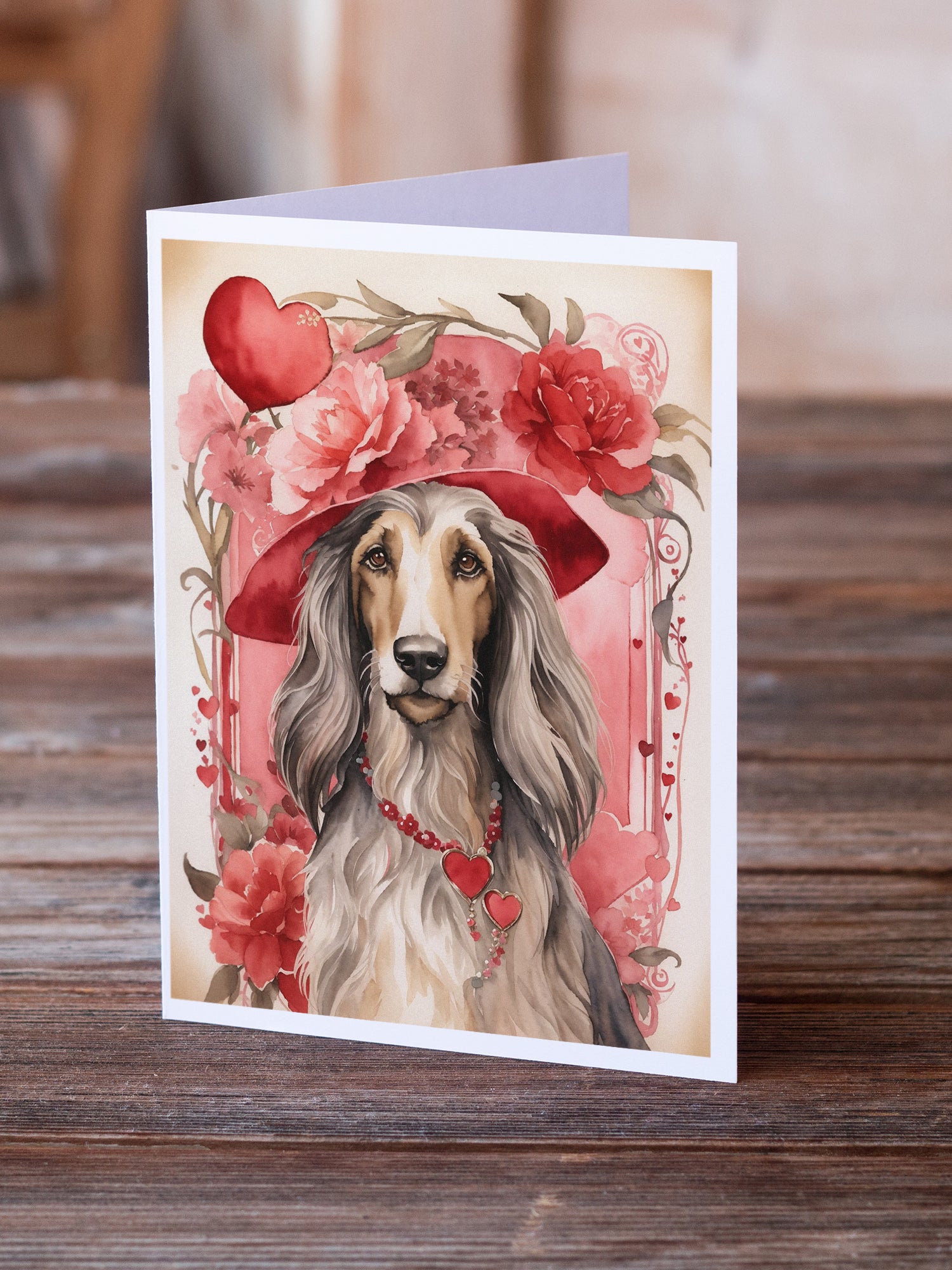 Buy this Afghan Hound Valentine Roses Greeting Cards Pack of 8