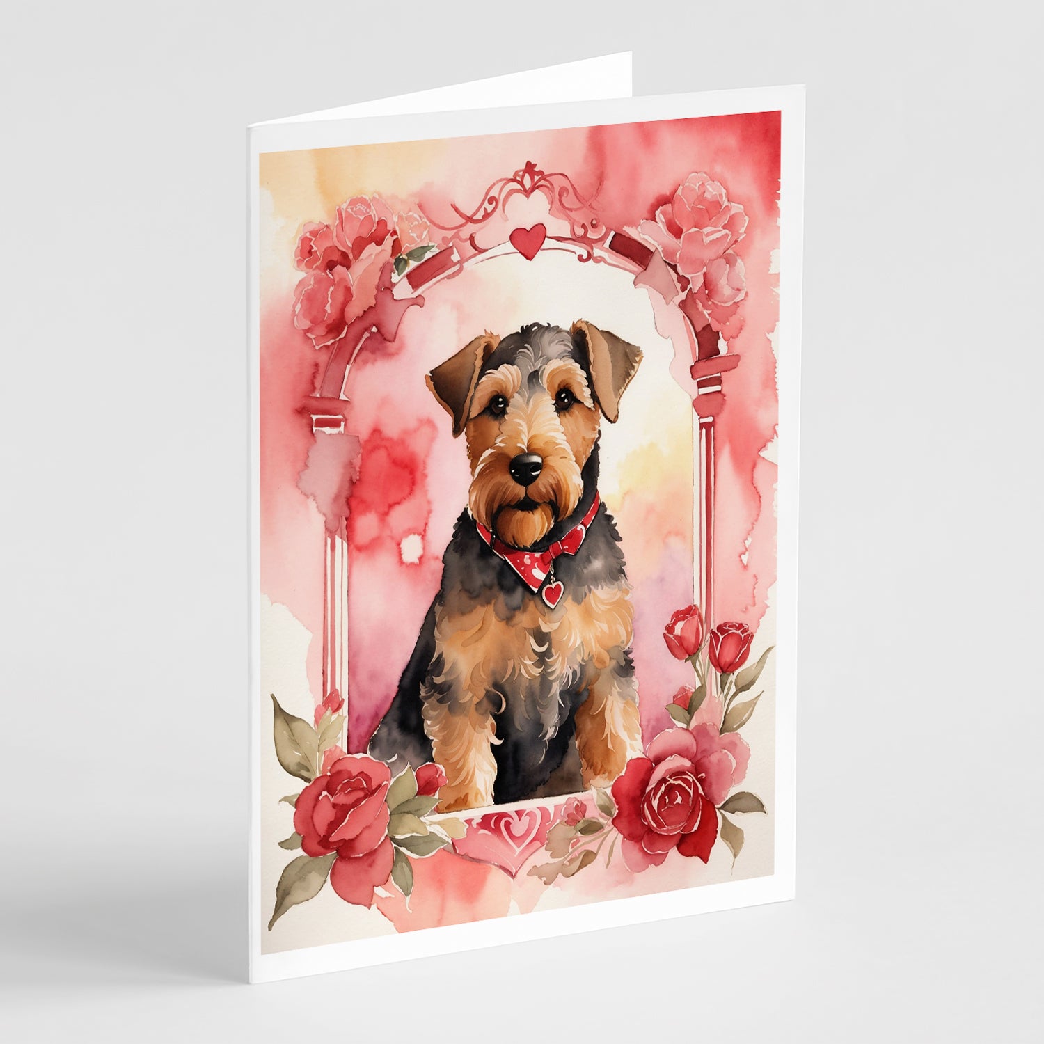 Buy this Airedale Terrier Valentine Roses Greeting Cards Pack of 8