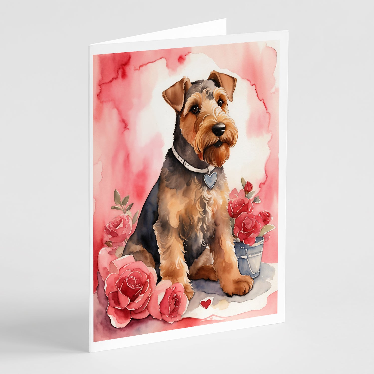 Buy this Airedale Terrier Valentine Roses Greeting Cards Pack of 8