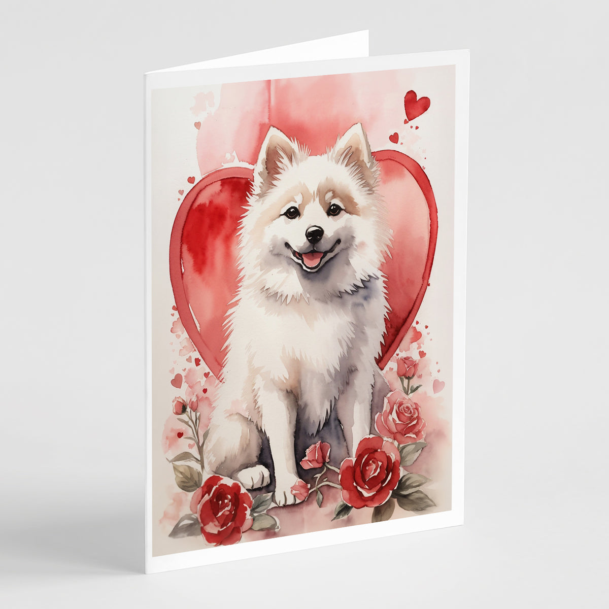Buy this American Eskimo Valentine Roses Greeting Cards Pack of 8
