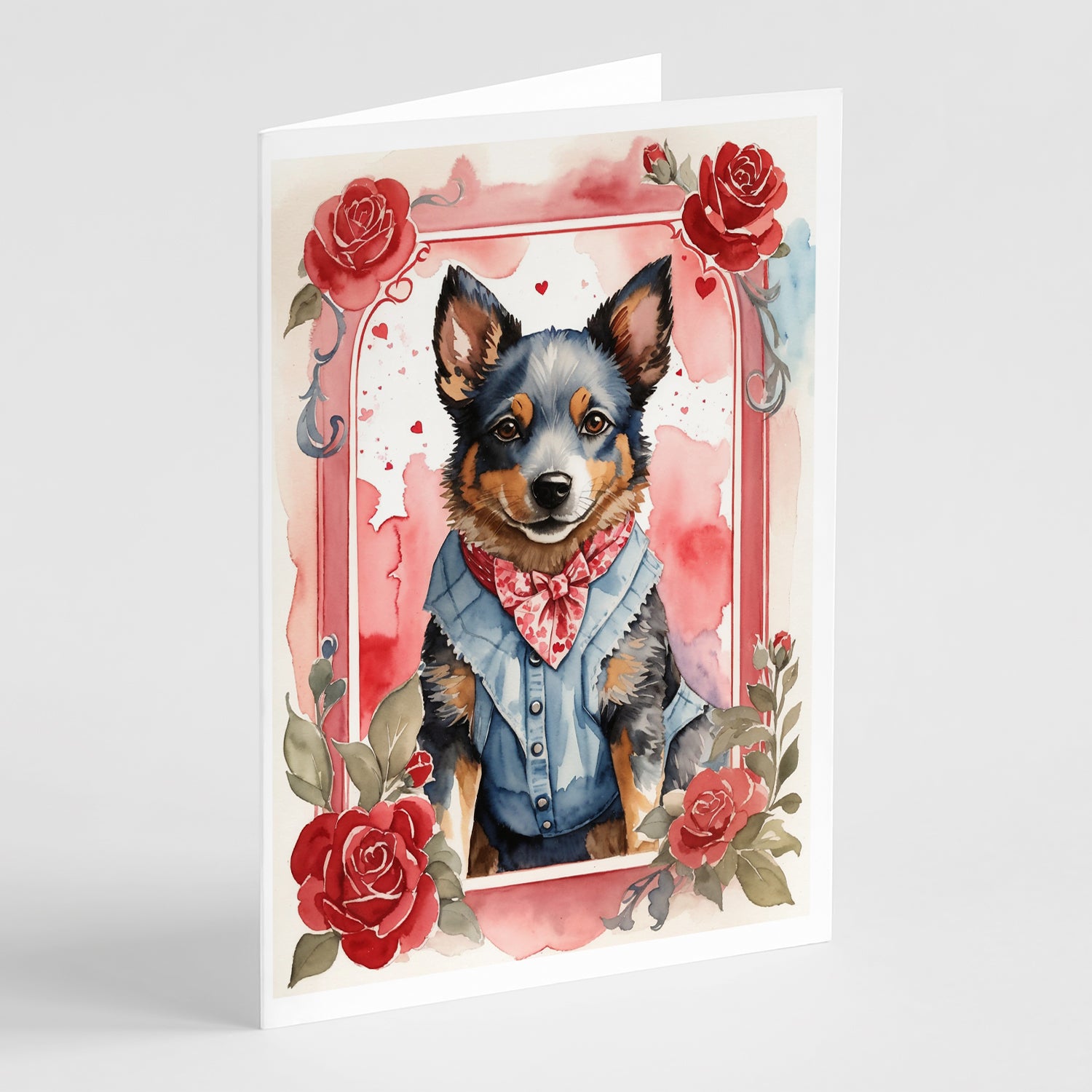 Buy this Australian Cattle Dog Valentine Roses Greeting Cards Pack of 8
