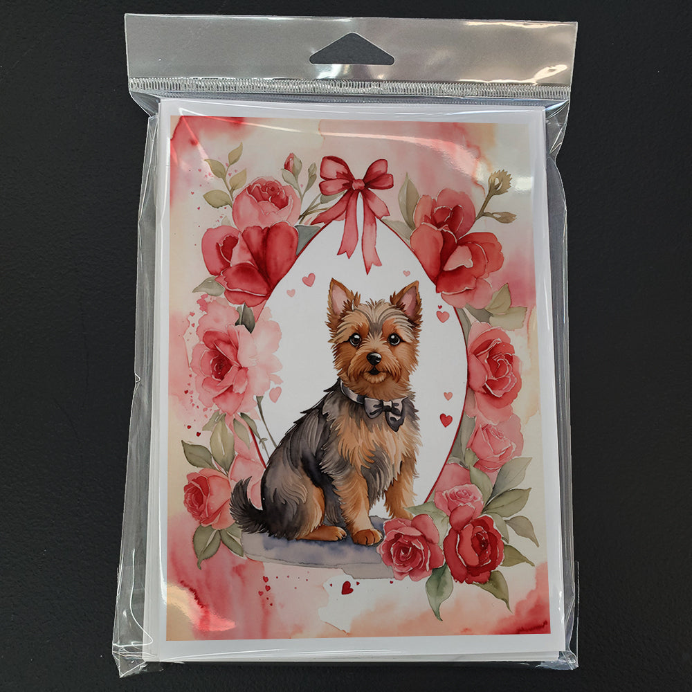 Australian Terrier Valentine Roses Greeting Cards Pack of 8