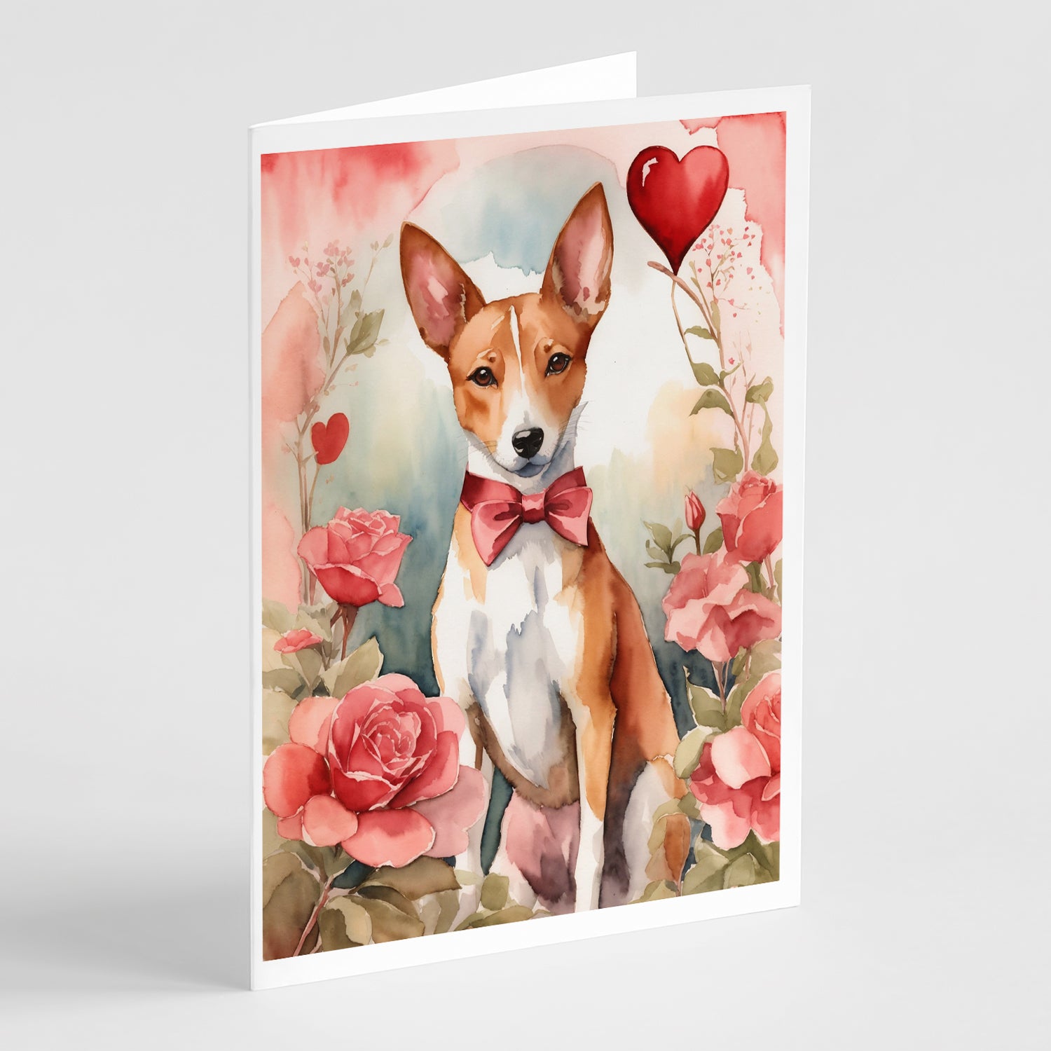 Buy this Basenji Valentine Roses Greeting Cards Pack of 8