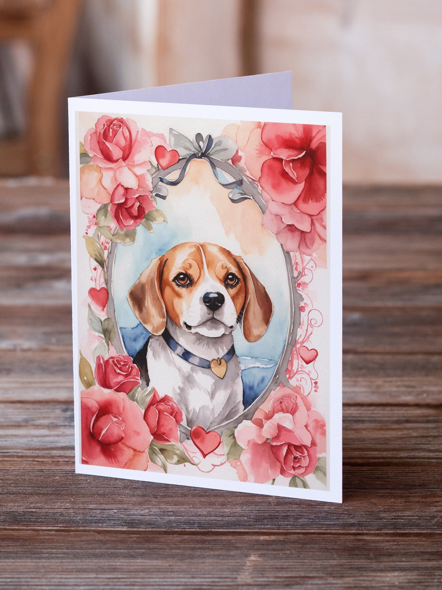 Buy this Beagle Valentine Roses Greeting Cards Pack of 8