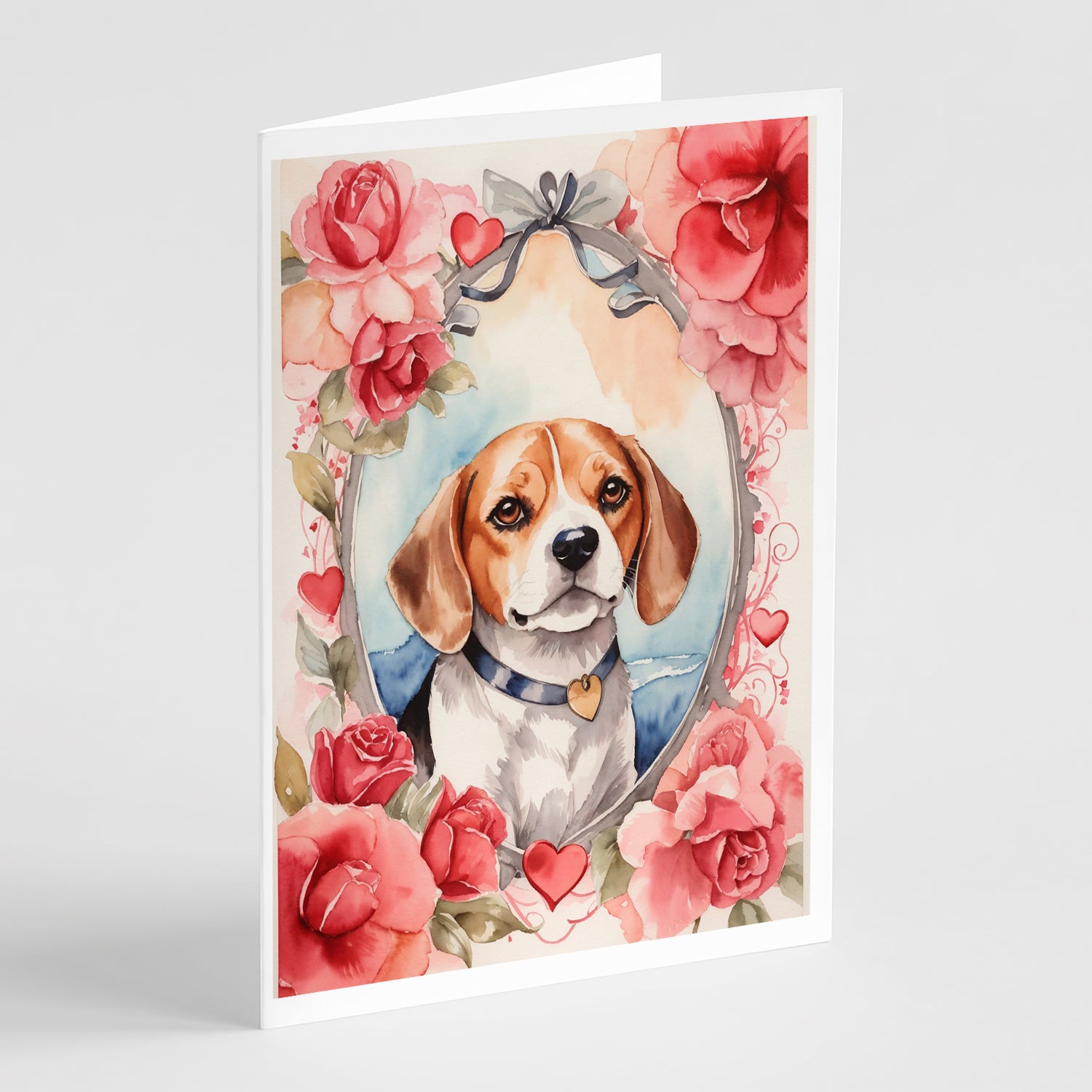 Buy this Beagle Valentine Roses Greeting Cards Pack of 8