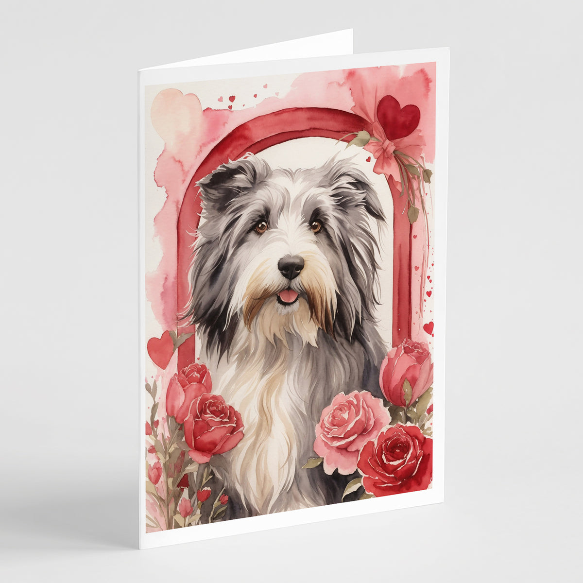 Buy this Bearded Collie Valentine Roses Greeting Cards Pack of 8