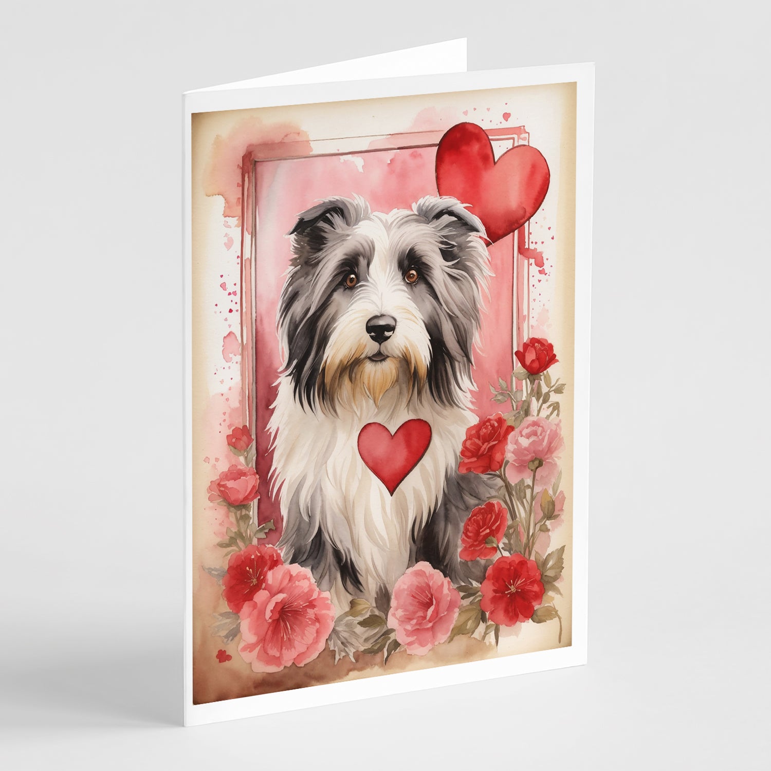 Buy this Bearded Collie Valentine Roses Greeting Cards Pack of 8