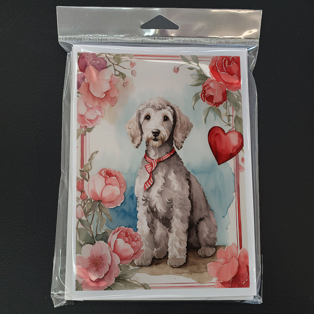 Bedlington Terrier Valentine Roses Greeting Cards Pack of 8