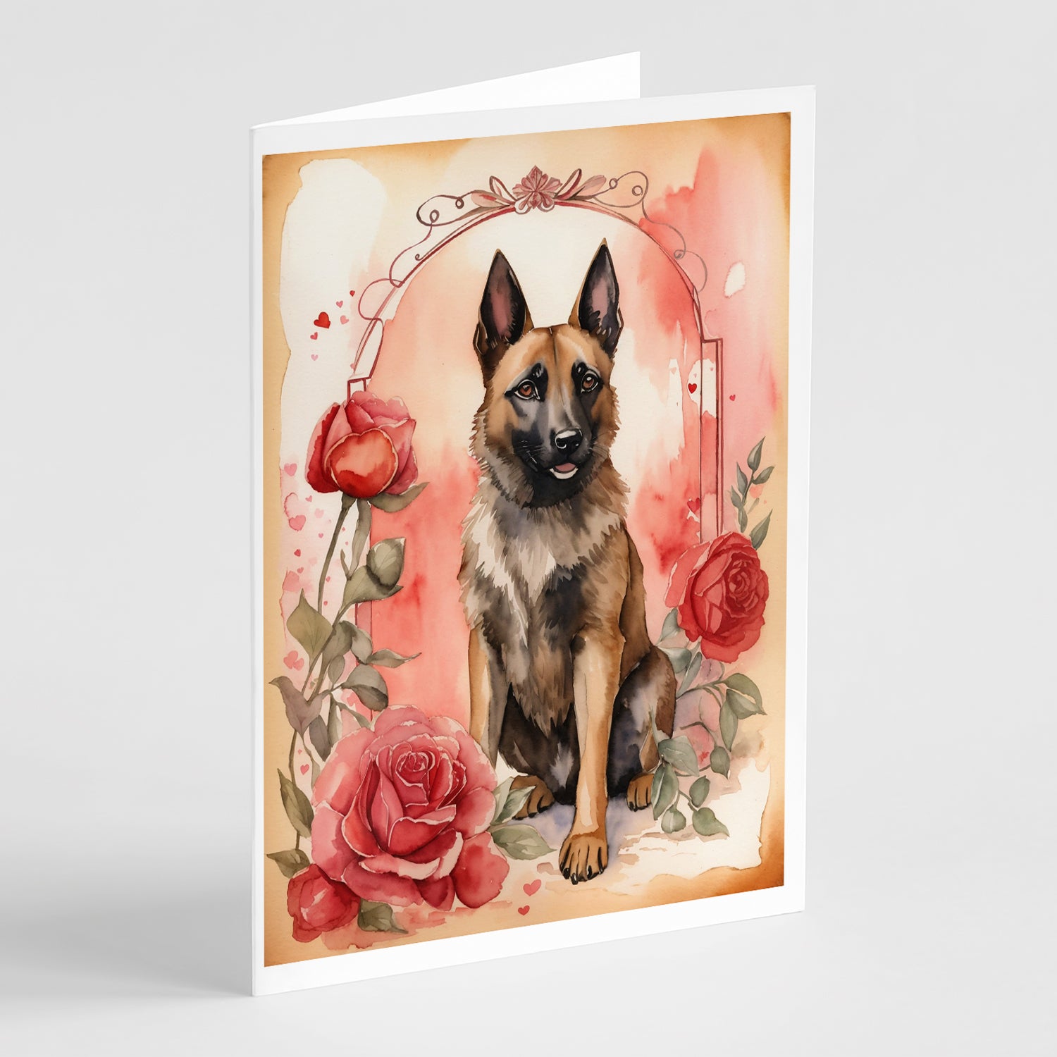 Buy this Belgian Malinois Valentine Roses Greeting Cards Pack of 8
