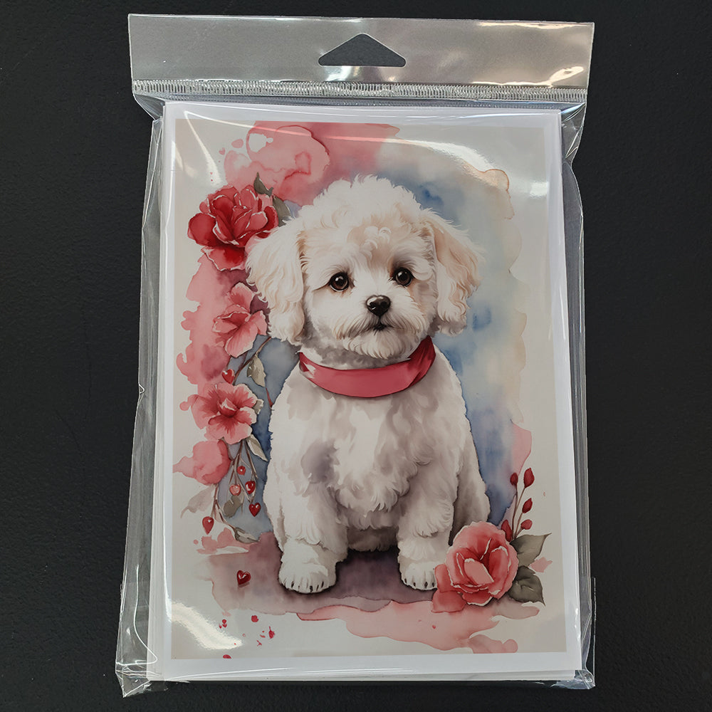 Bichon Frise Valentine Roses Greeting Cards Pack of 8