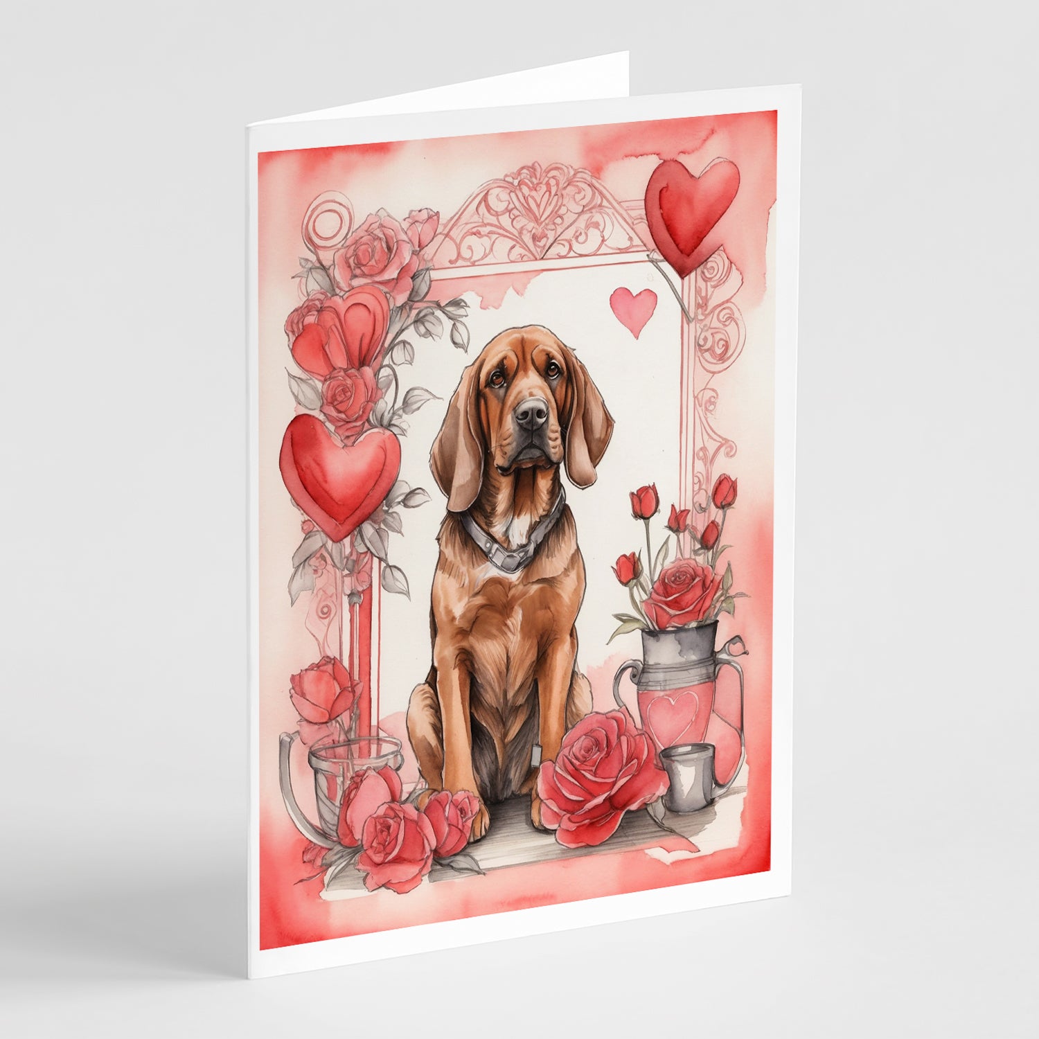 Buy this Bloodhound Valentine Roses Greeting Cards Pack of 8