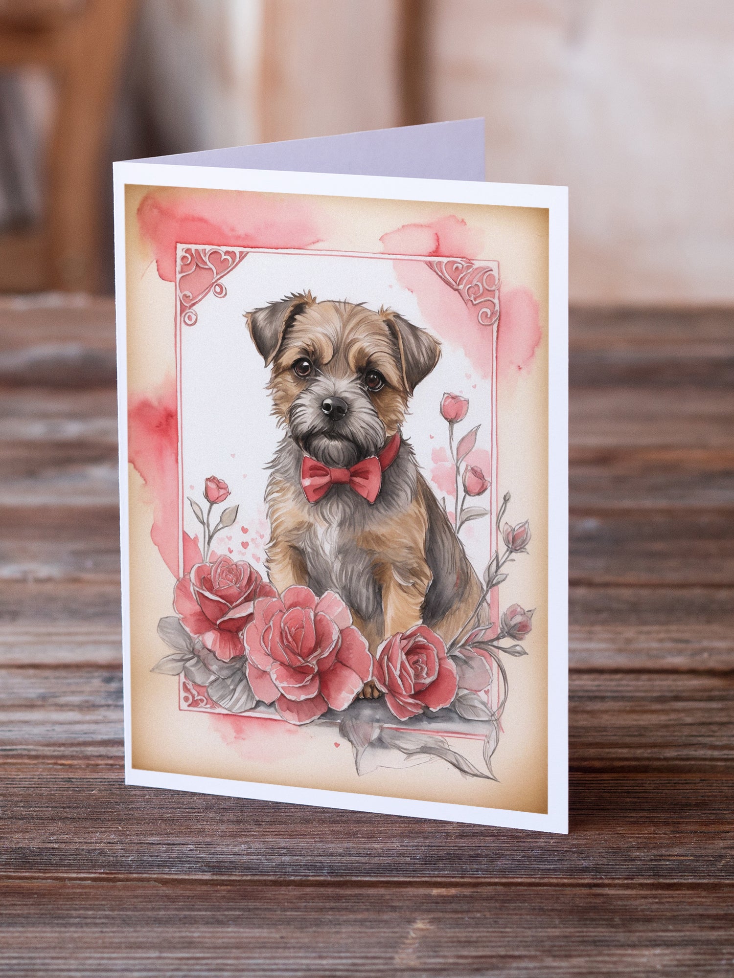 Buy this Border Terrier Valentine Roses Greeting Cards Pack of 8