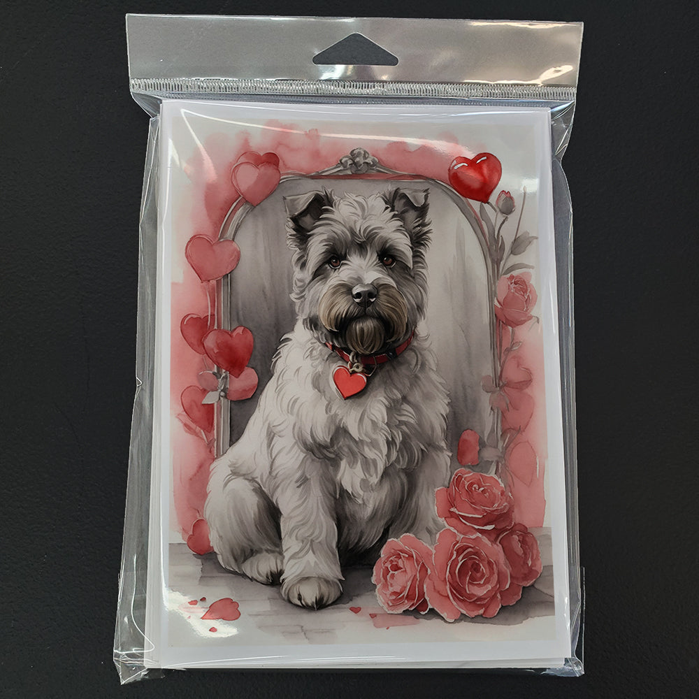Bouvier des Flandres Valentine Roses Greeting Cards Pack of 8