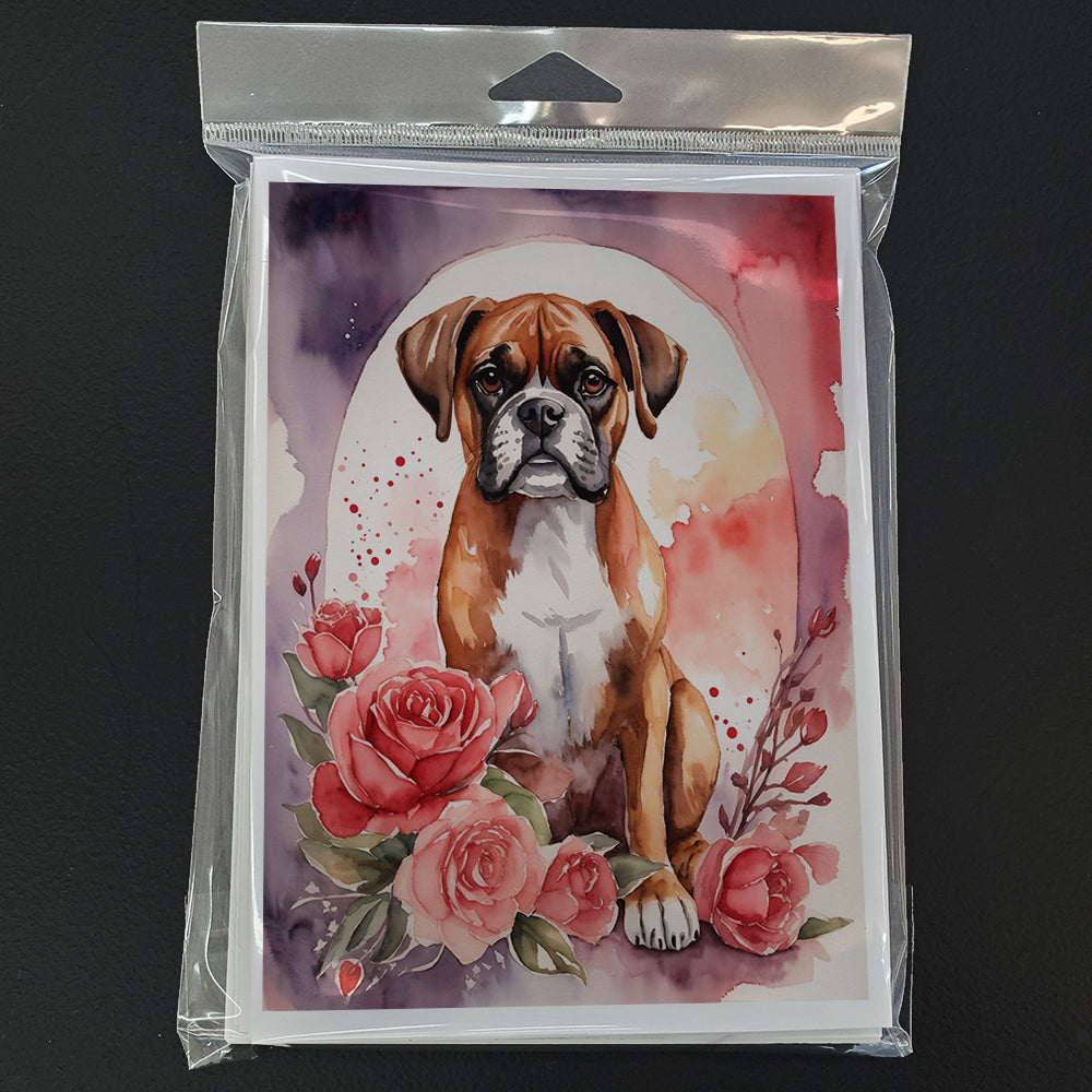 Boxer Valentine Roses Greeting Cards Pack of 8
