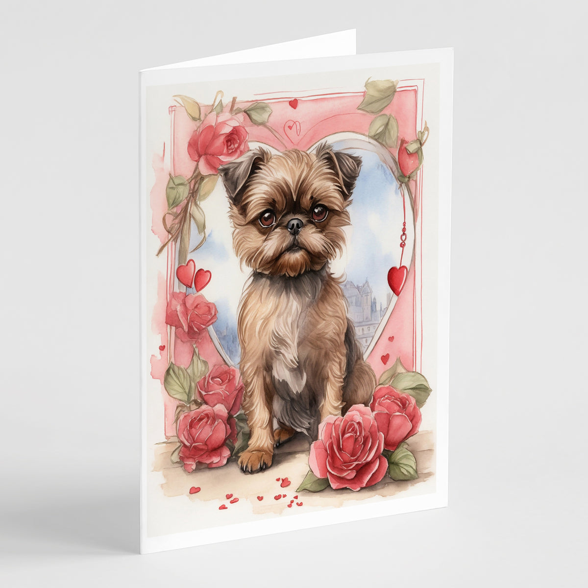 Buy this Brussels Griffon Valentine Roses Greeting Cards Pack of 8