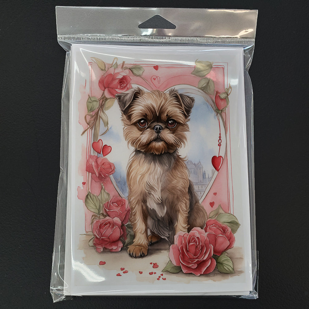 Brussels Griffon Valentine Roses Greeting Cards Pack of 8