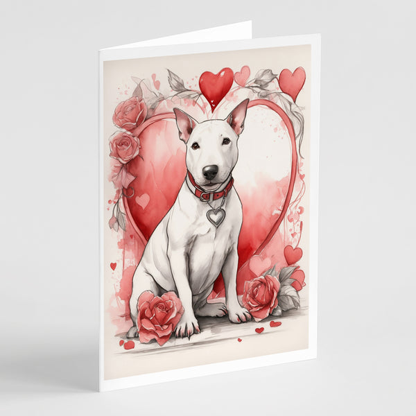 Buy this Bull Terrier Valentine Roses Greeting Cards Pack of 8