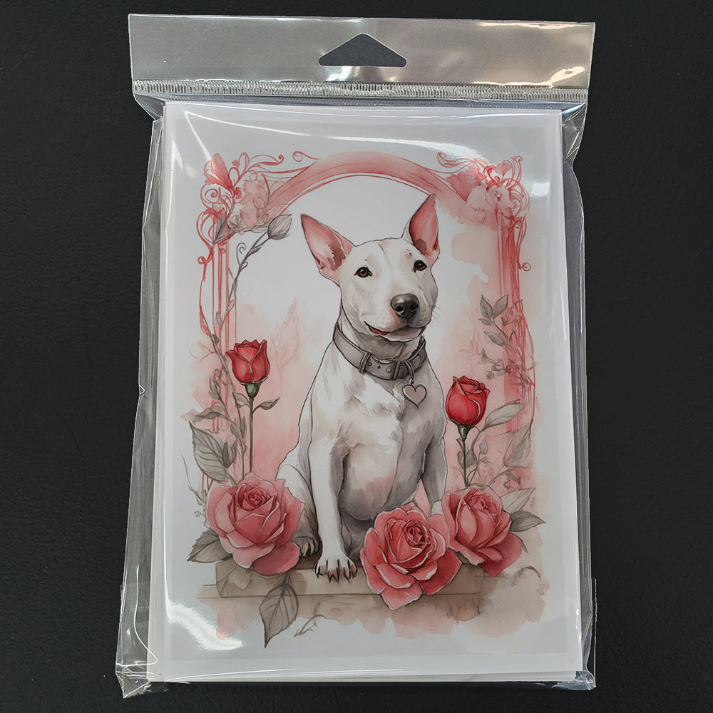 Bull Terrier Valentine Roses Greeting Cards Pack of 8