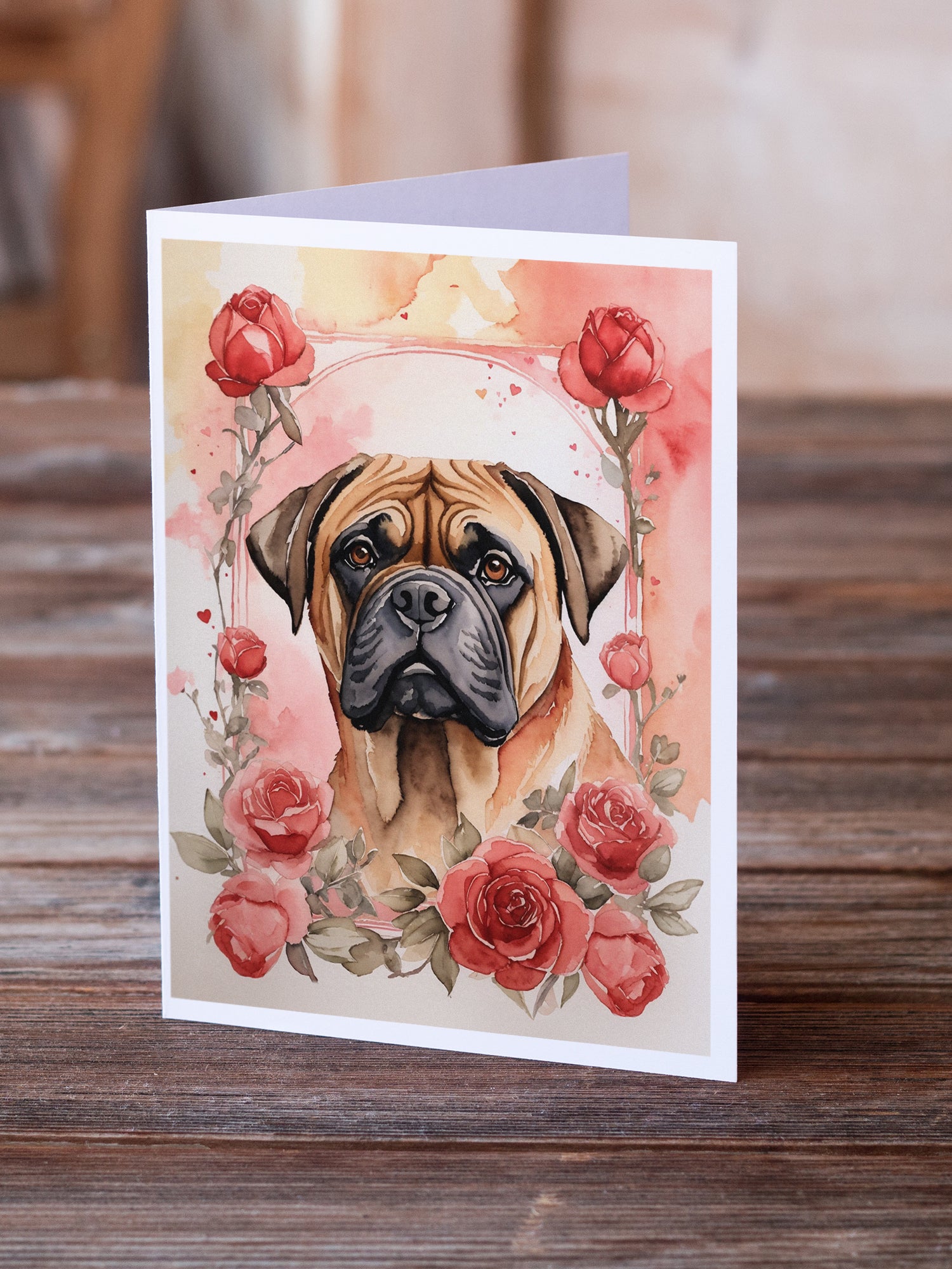 Buy this Bullmastiff Valentine Roses Greeting Cards Pack of 8