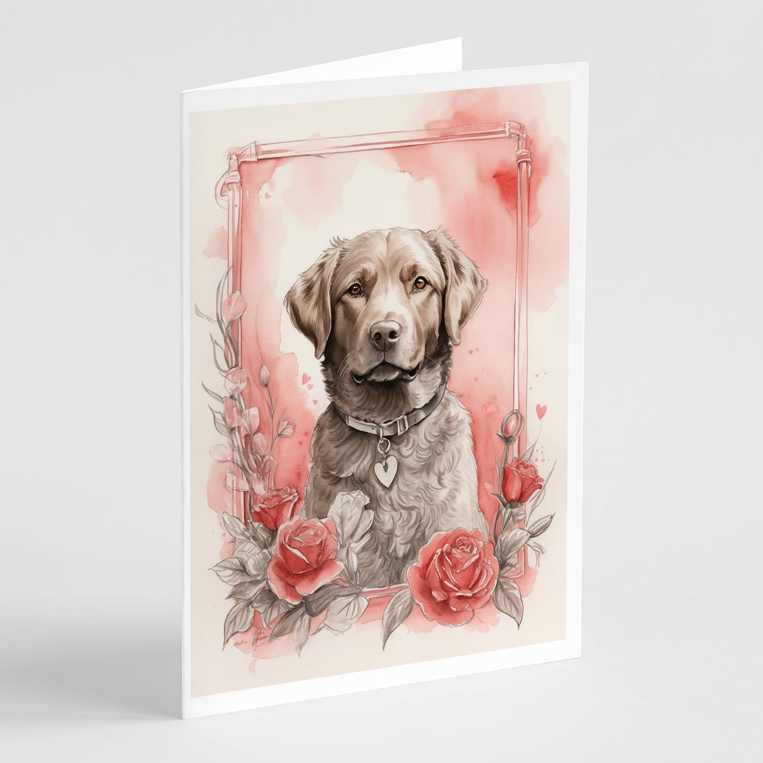 Buy this Chesapeake Bay Retriever Valentine Roses Greeting Cards Pack of 8