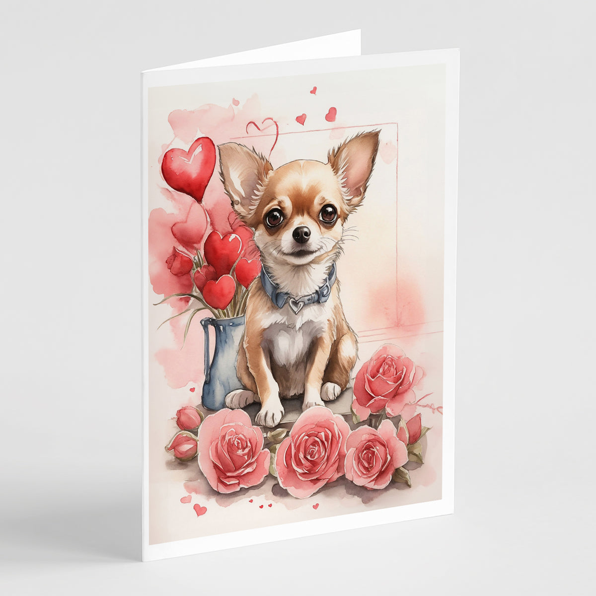 Buy this Chihuahua Valentine Roses Greeting Cards Pack of 8