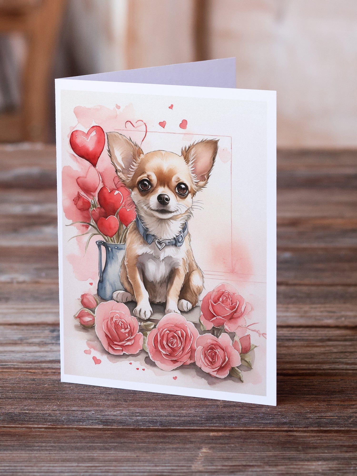 Buy this Chihuahua Valentine Roses Greeting Cards Pack of 8