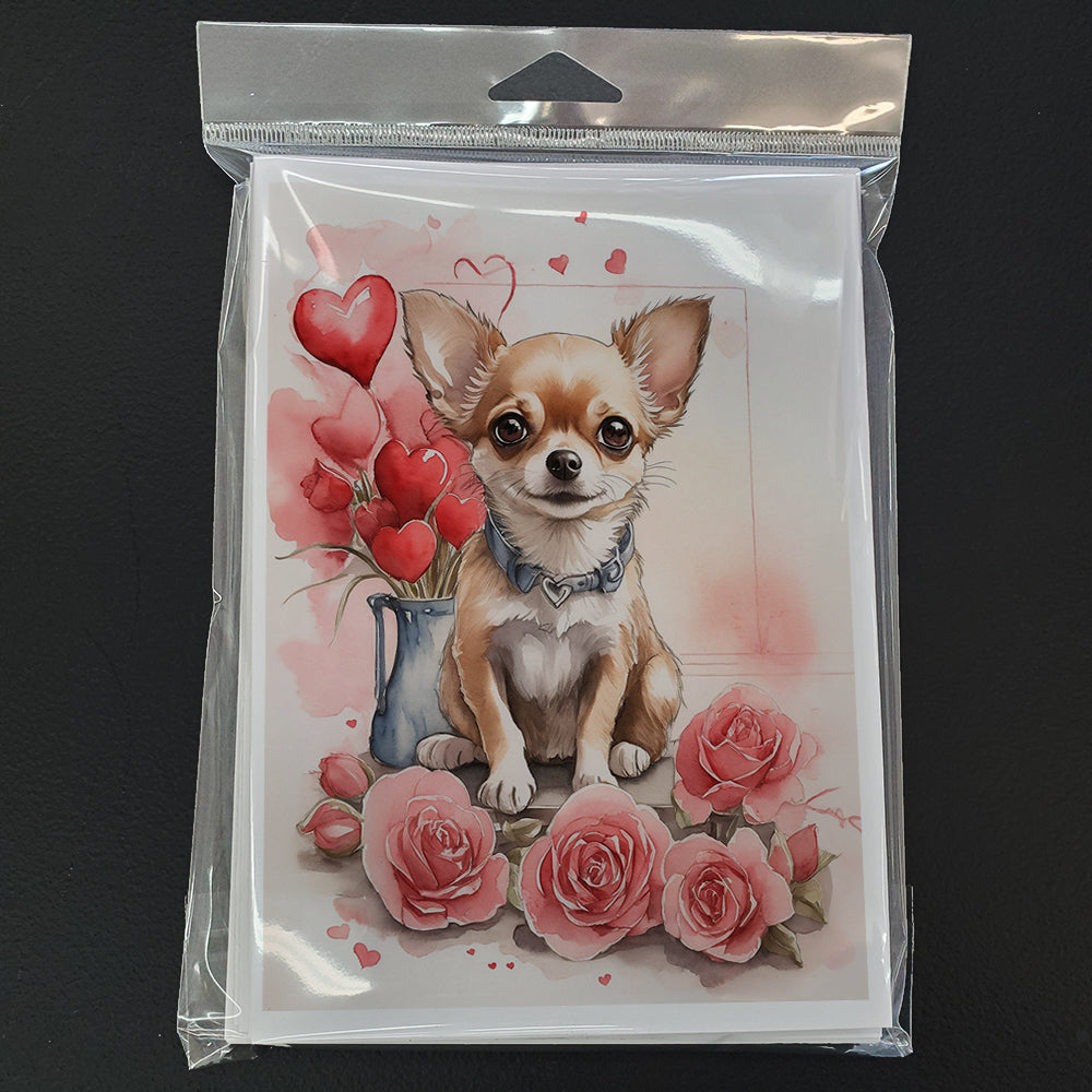 Chihuahua Valentine Roses Greeting Cards Pack of 8