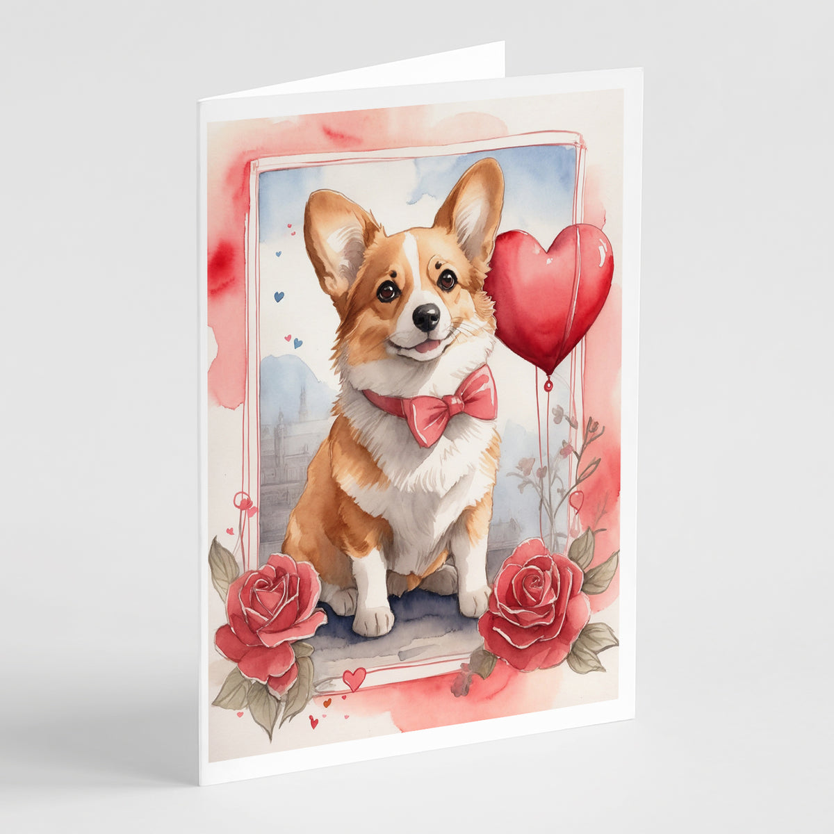 Buy this Corgi Valentine Roses Greeting Cards Pack of 8