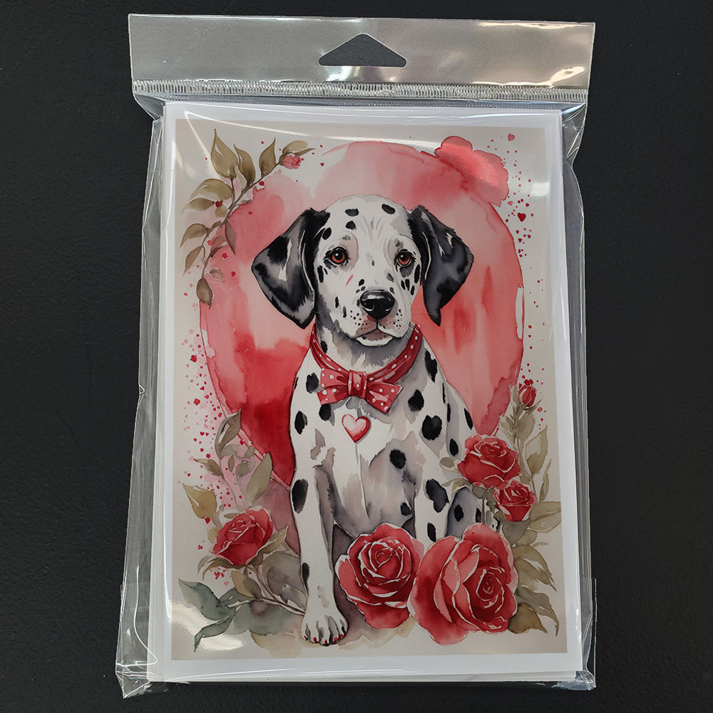 Dalmatian Valentine Roses Greeting Cards Pack of 8