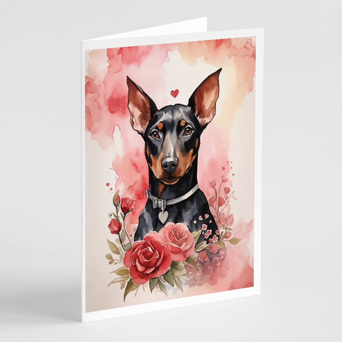 Buy this Doberman Pinscher Valentine Roses Greeting Cards Pack of 8