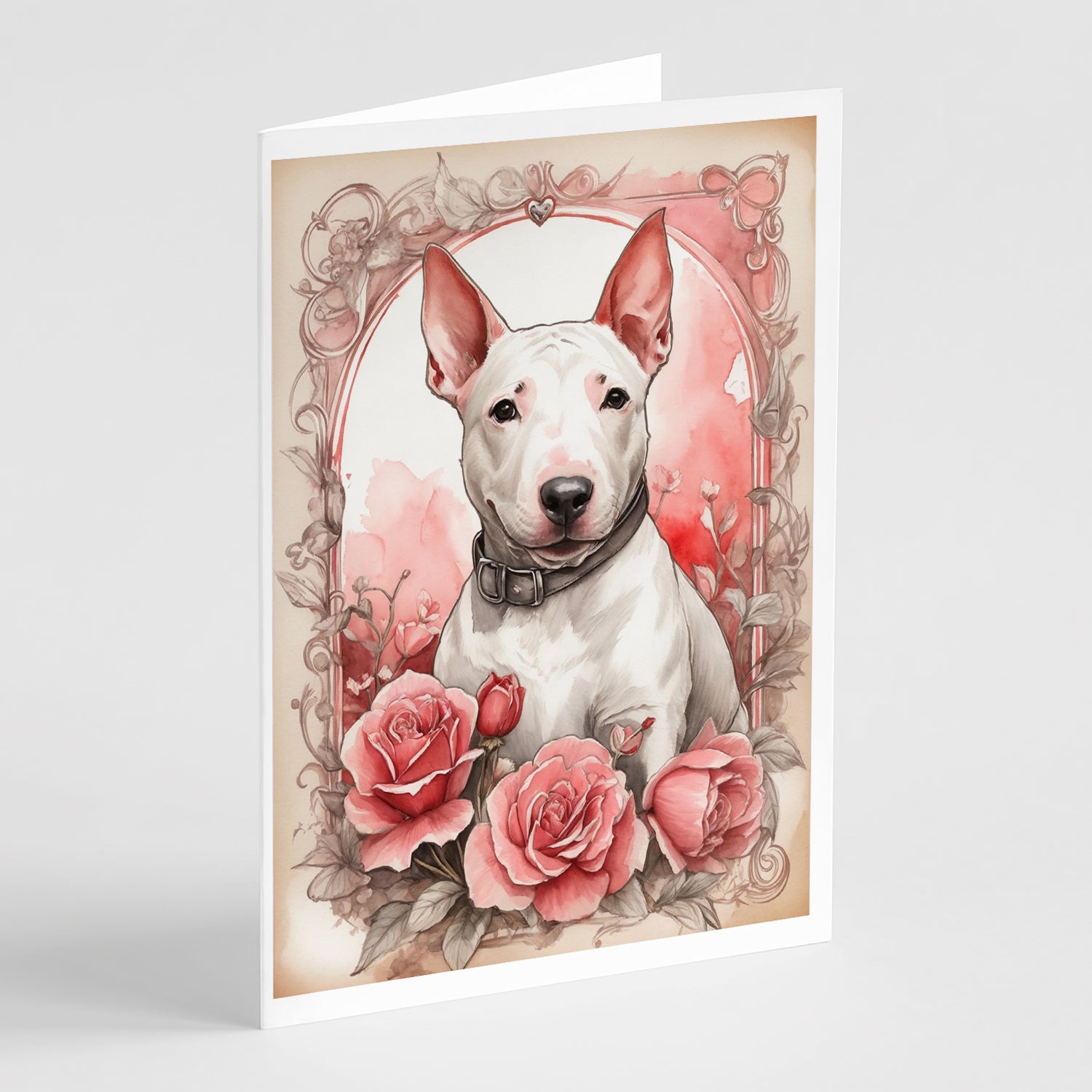 Buy this English Bull Terrier Valentine Roses Greeting Cards Pack of 8